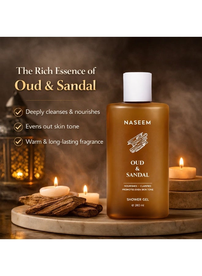 Naseem Oud & Sandal Shower Gel For Men & Women - 280ML - Image 2